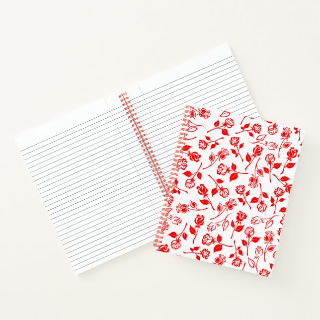 Rote Rose Muster Spiral Notebook Notizbuch (Innenseite)