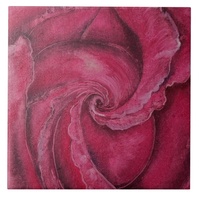 Rote Rose nah Fliese (Vorderseite)