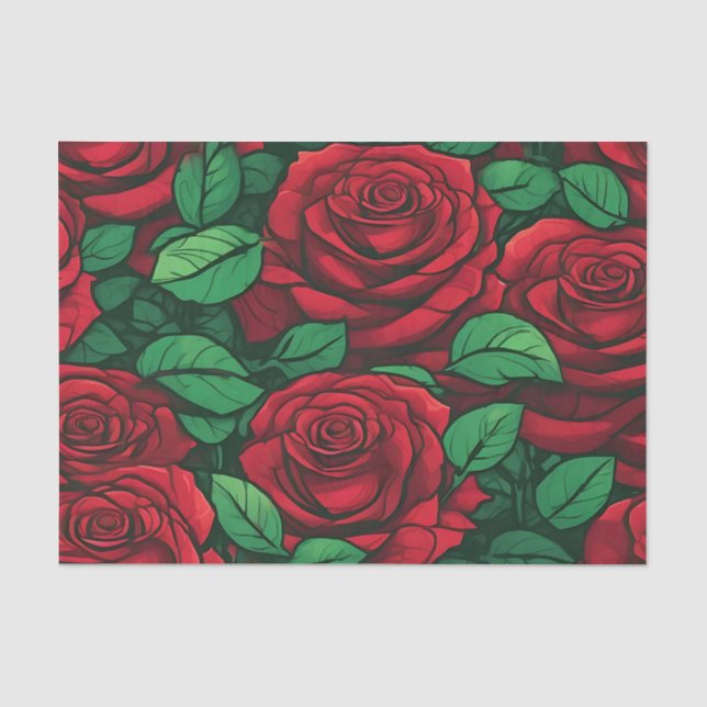 Rote Rose Nah-Up-Muster Seidenpapier (Vorderseite)