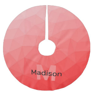Rote Rose Ombre geometrisches Mesh-Muster Monogram Polyester Weihnachtsbaumdecke