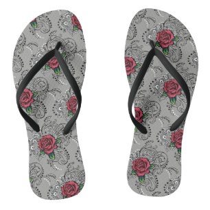 Rote Rose Paisley Flip Flops