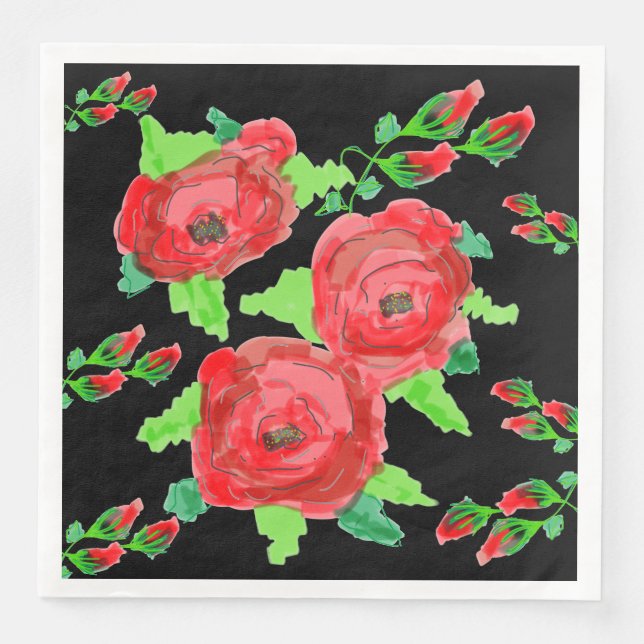 Rote Rose Paper Napkins Serviette (Vorderseite)