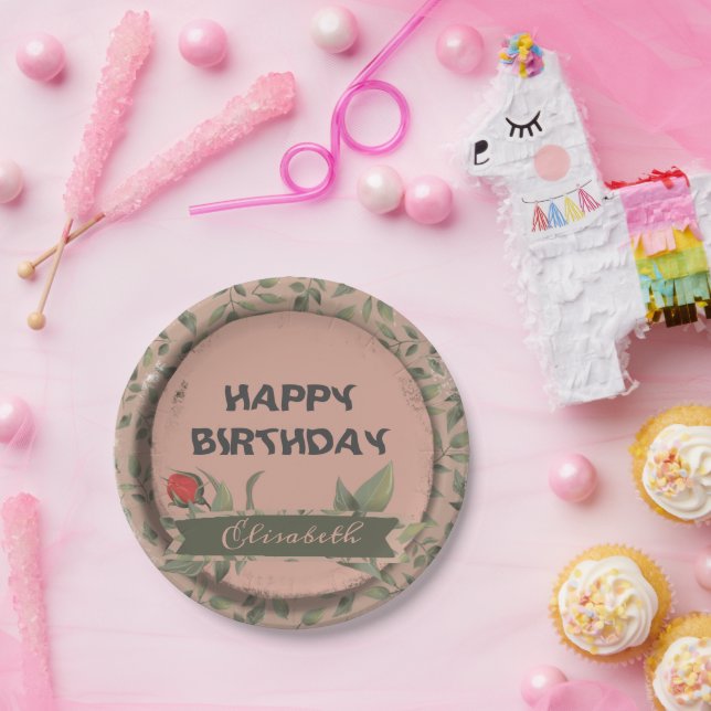 Rote Rose Pappteller (Party)