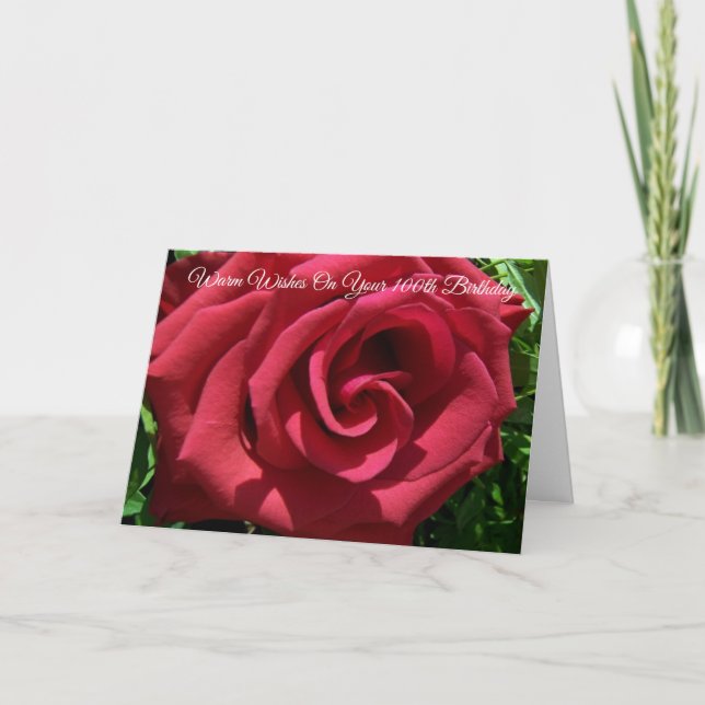 Rote Rose Personalisiert 100. Geburtstagkarte Karte (Vorderseite)