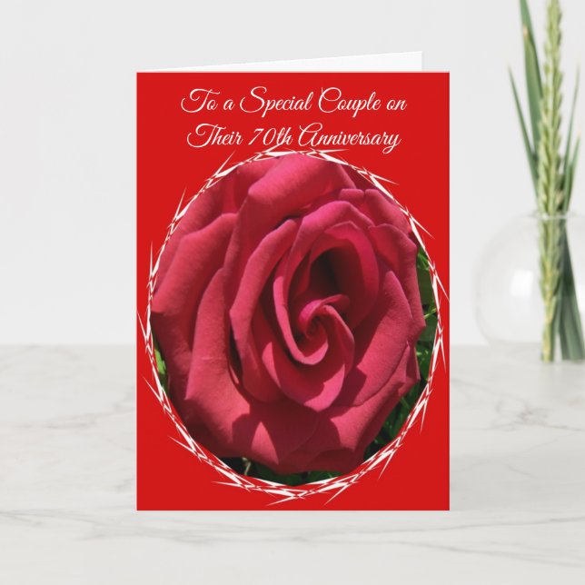 Rote Rose Personalisiert 70. Hochzeitstag Karte (Vorderseite)