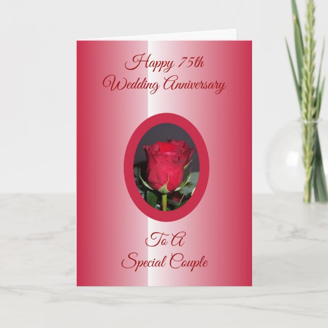Rote Rose Personalisiert 75. Hochzeitstag Karte (Vorderseite)