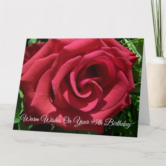 Rote Rose Personalisiert 95. Geburtstag Karte (Vorderseite)