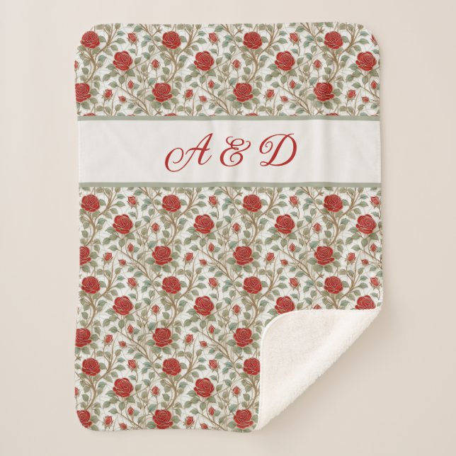 Rote Rose Personalisiert Sherpadecke (Vorderseite)
