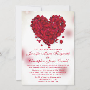 Rote Rose Petals Liebe Hochzeit Einladung