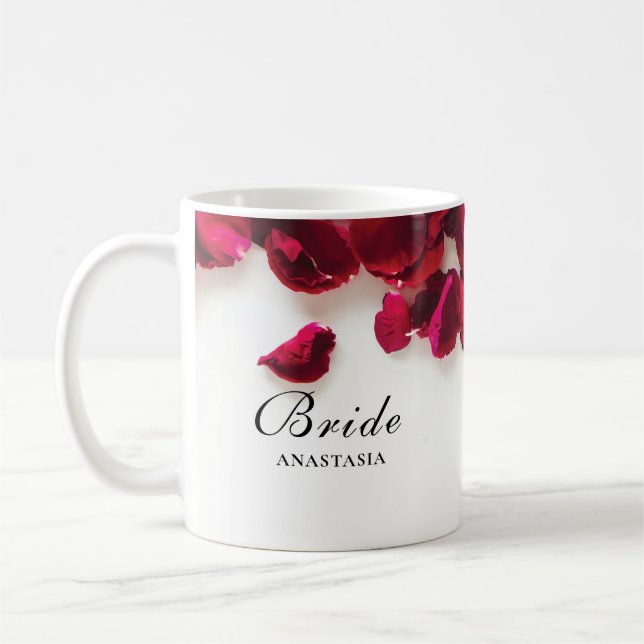 Rote Rose Petals Wedding Bride Kaffeetasse (Links)