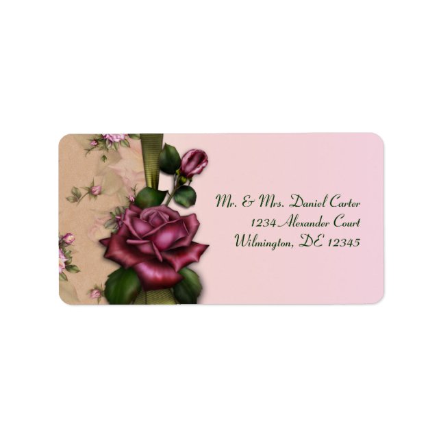 Rote Rose Pink-Adressetiketten Adressaufkleber (Vorne)