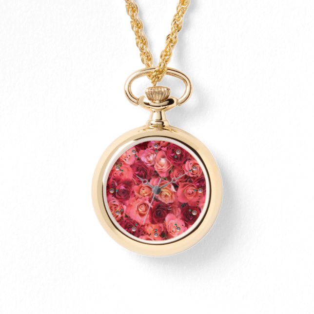 Rote Rose PINK Armbanduhr (Vorderseite)