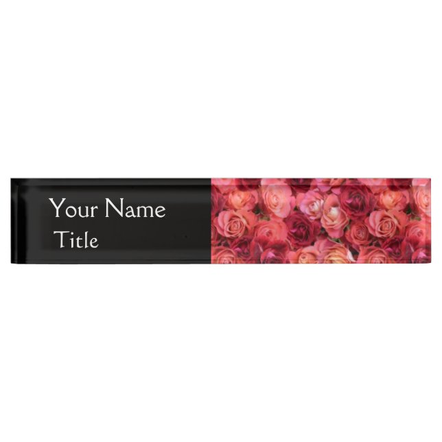 Rote Rose PINK Namensplakette (Vorderseite)