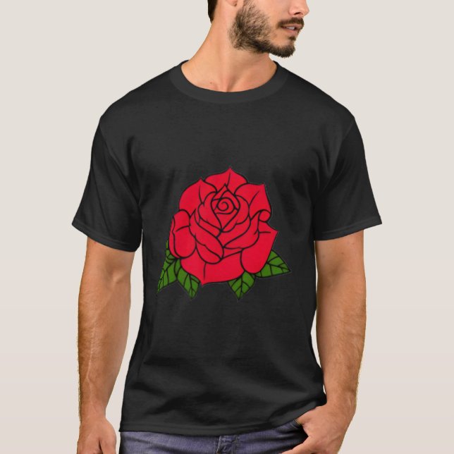 Rote Rose Pocket Patch für T-Shirt (Vorderseite)