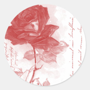 Rote Rose Postkartendesign Runder Aufkleber