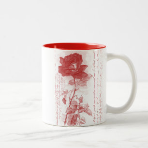 Rote Rose Postkartendesign Zweifarbige Tasse