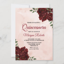 Rote Rose Quinceanera Einladung