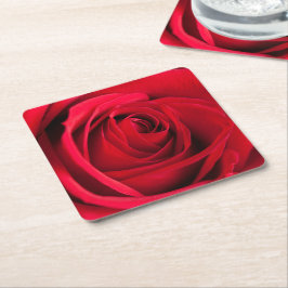 Rote Rose Rechteckiger Pappuntersetzer