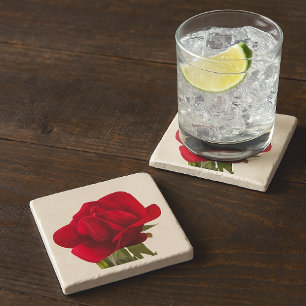 Rote Rose - Red rose  Steinuntersetzer