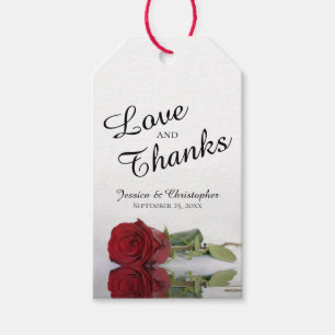 Rote Rose Reflections Liebe & Danke Hochzeit Geschenkanhänger