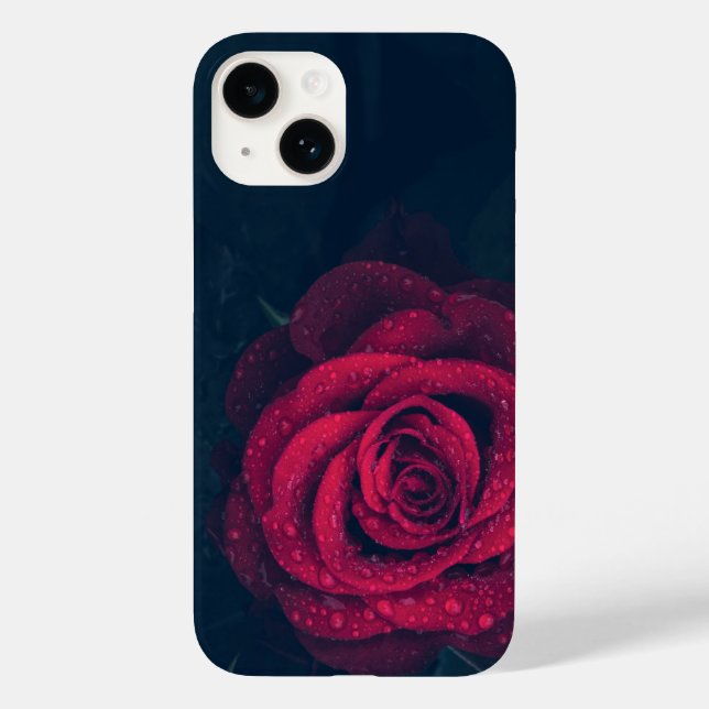 Rote Rose, Regentropfen Case-Mate iPhone 14 Hülle (Rückseite)