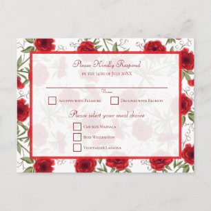 Rote Rose Romantische Hochzeit RSVP Antwort Feiertagspostkarte