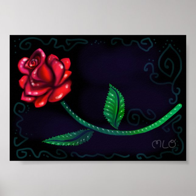 Rote Rose Romantische Kunstdruckerei Poster (Vorne)