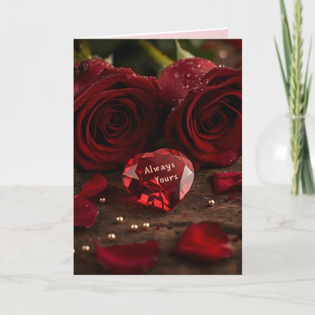 Rote Rose Romantische Valentinstag-Grußkarte Karte (Vorderseite)