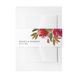 Rote Rose & rosa Blumen Einladungsbanderole