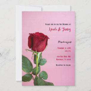 Rote Rose Rosa Romantische Elegante Minimale Hochz Einladung