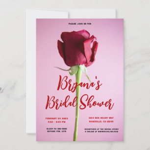 Rote Rose Rosa Valentine Romantisches Brautparty Einladung