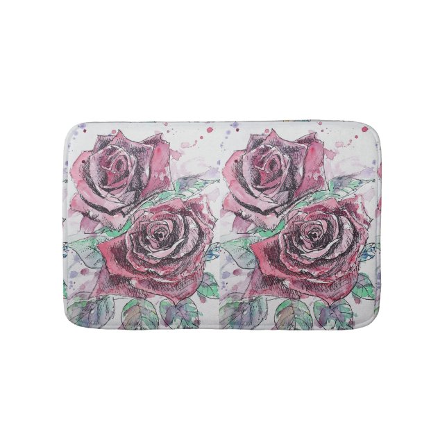 Rote Rose Rose Blume Florenz Badematte (Vorderseite)