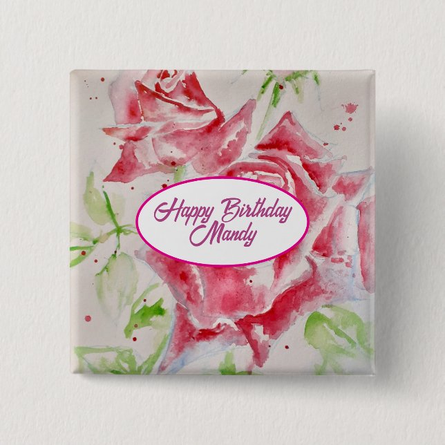 Rote Rose Rose Blume Muster Papier Party-Platte Button (Vorderseite)