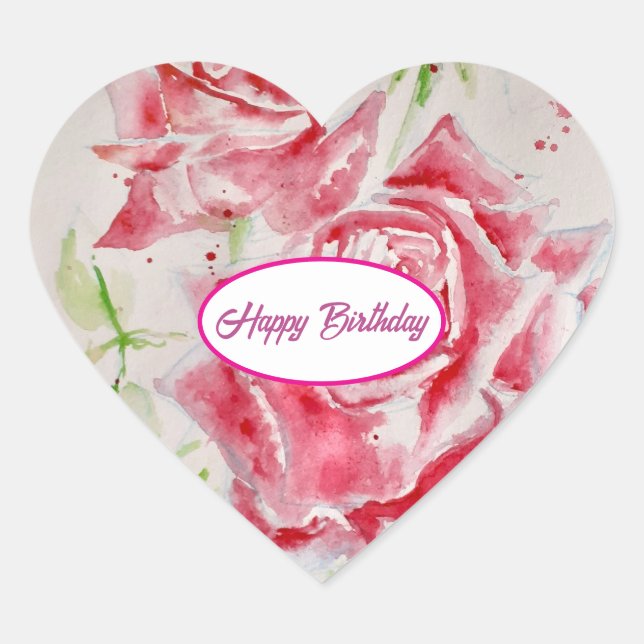 Rote Rose Rose Blume Muster Papier Party-Platte Herz-Aufkleber (Vorderseite)