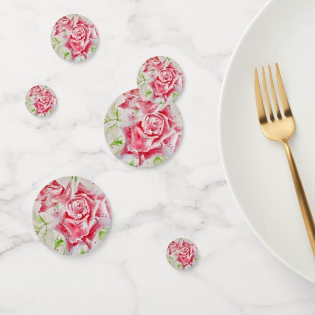 Rote Rose Rose Blume Muster Papier Party-Platte Konfetti (Gruppe)