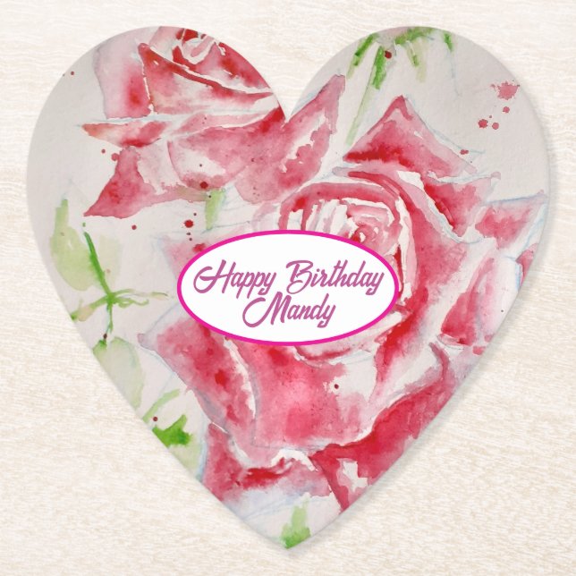 Rote Rose Rose Blume Muster Papier Party-Platte Untersetzer (Vorderseite)