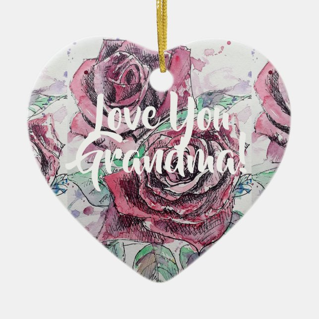 Rote Rose Rose Blumenbeete Liebe Keramik Ornament (Vorne)