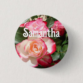 Rote Rose Rose Blumengebirge Foto Frauen Geburtsta Button