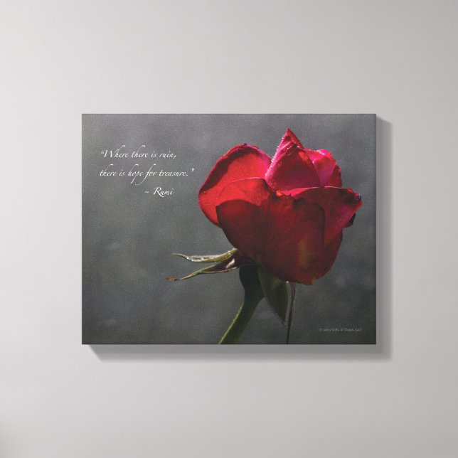 Rote Rose, Rumi Zitat, 14" x 11" - KLEIN Leinwanddruck (Vorderseite)