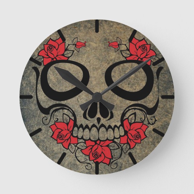 Rote Rose Runde Wanduhr (Vorderseite)