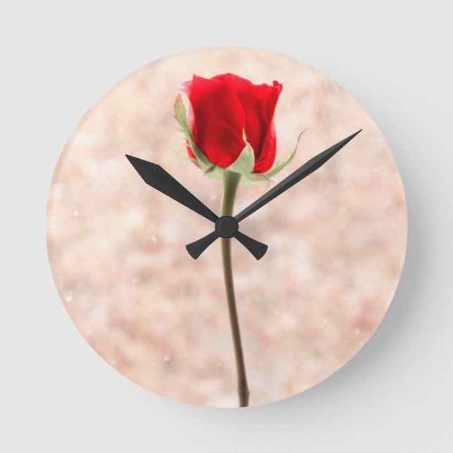 Rote Rose Runde Wanduhr (Vorderseite)