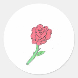 Rote Rose Runder Aufkleber