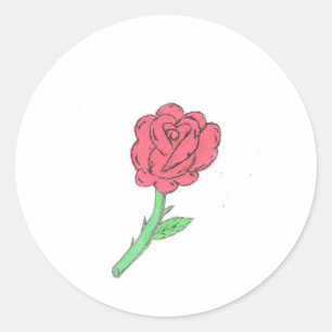 Rote Rose Runder Aufkleber