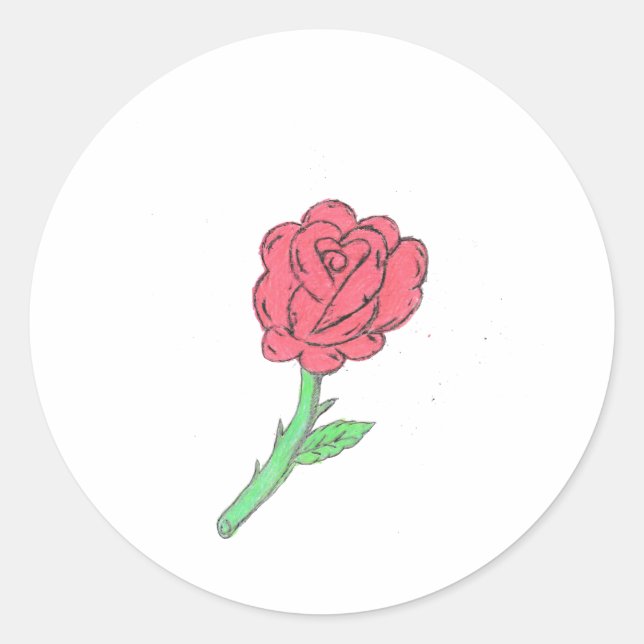Rote Rose Runder Aufkleber (Vorderseite)