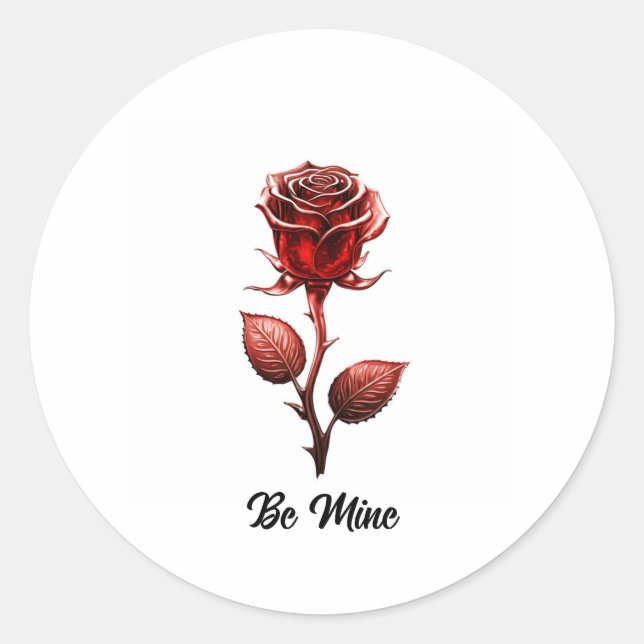 Rote Rose Runder Aufkleber (Vorderseite)