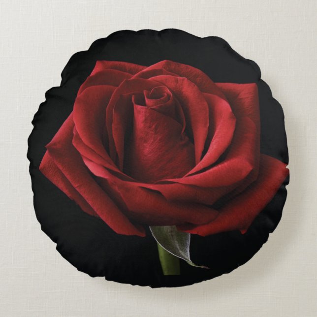 Rote Rose Rundes Kissen (Vorderseite)