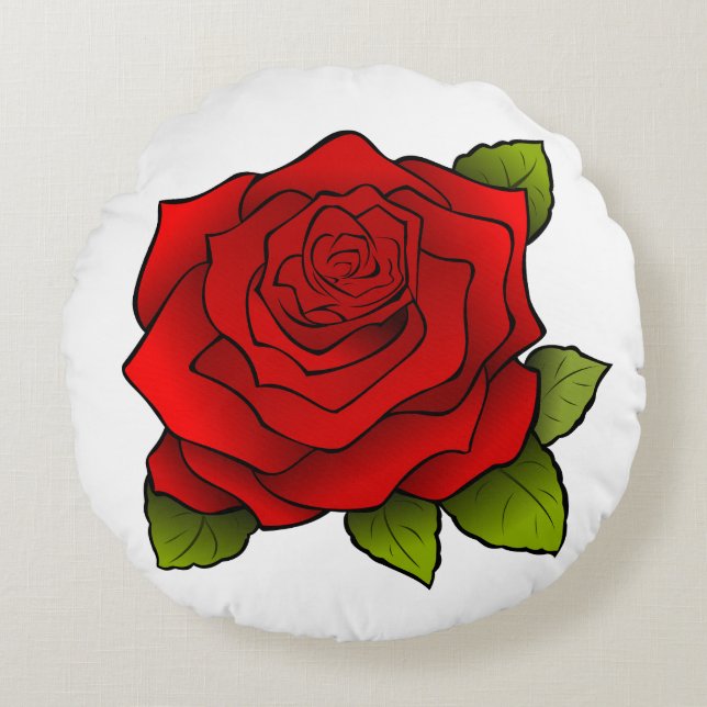 Rote Rose Rundes Kissen (Vorderseite)