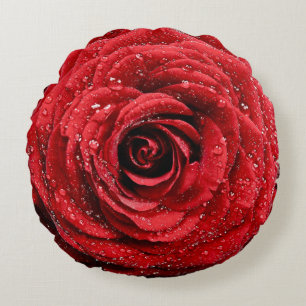 Rote Rose Rundes Kissen