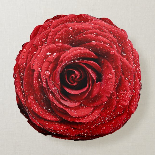 Rote Rose Rundes Kissen (Vorderseite)
