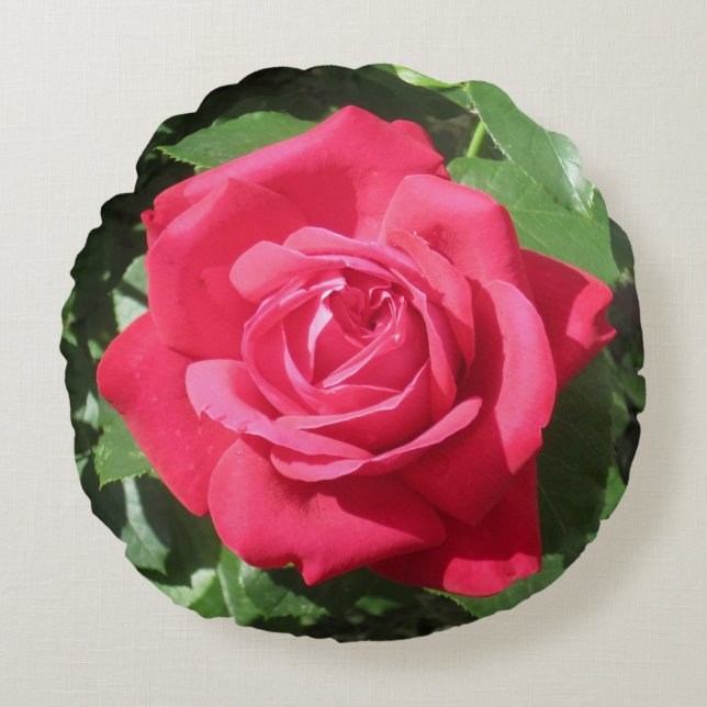Rote Rose Rundkissen Rundes Kissen (Vorderseite)